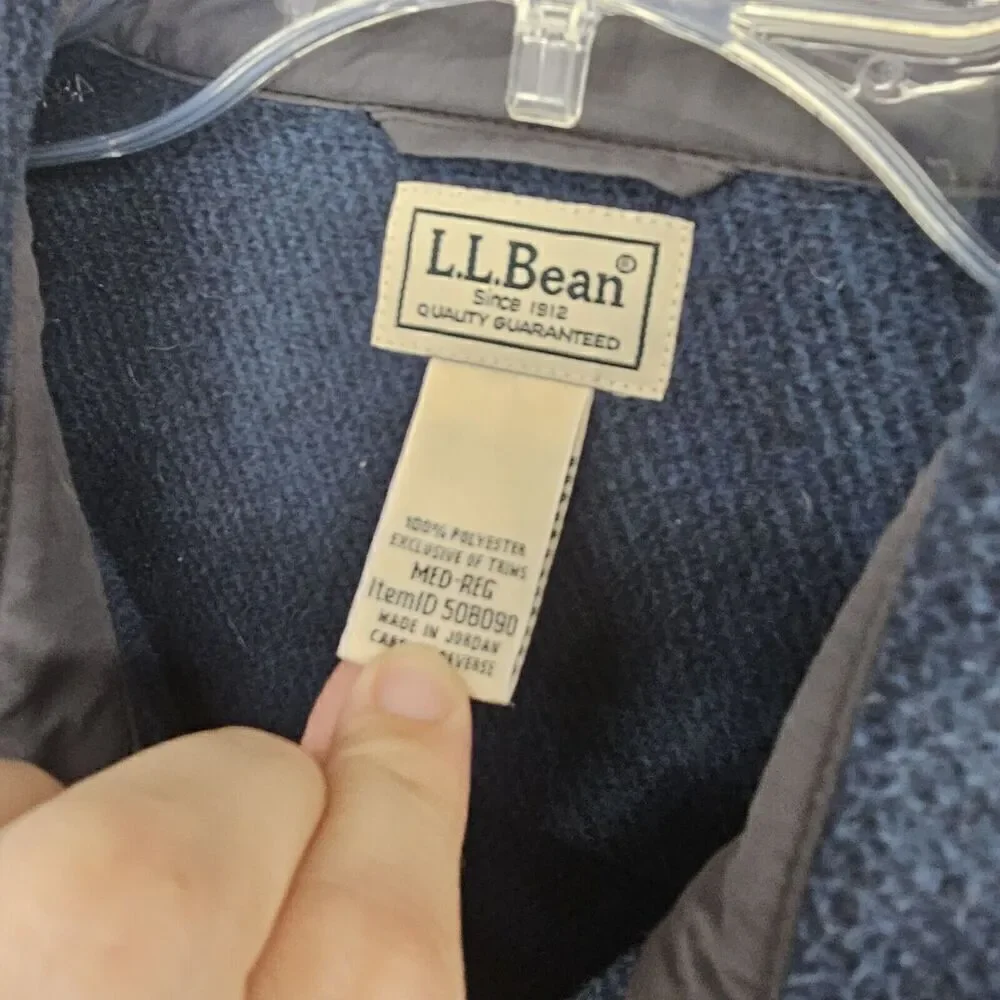 L.l Bean Navy Blue Brushed Ribbed Shacket Men's Size Medium Regular